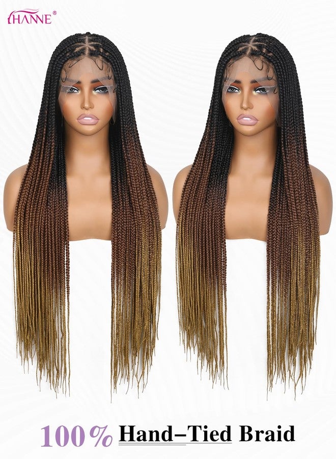 HANNE Full Lace Braided Wigs for Black Women Knotless Braided Wigs with Baby Hair 100% Handmade HD Lace Synthetic Box Braid Wig - Image 2